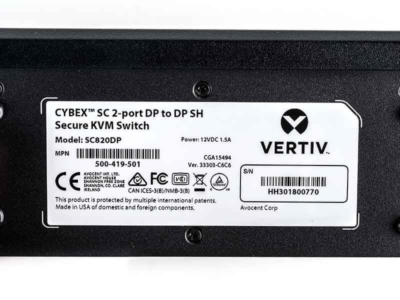 SC820DP Vertiv Cybex SC800 Series Secure Desktop KVM Switch | 2 Port | Display Port Image